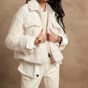 Banana Republic Cropped Sherpa Trucker Jacket
